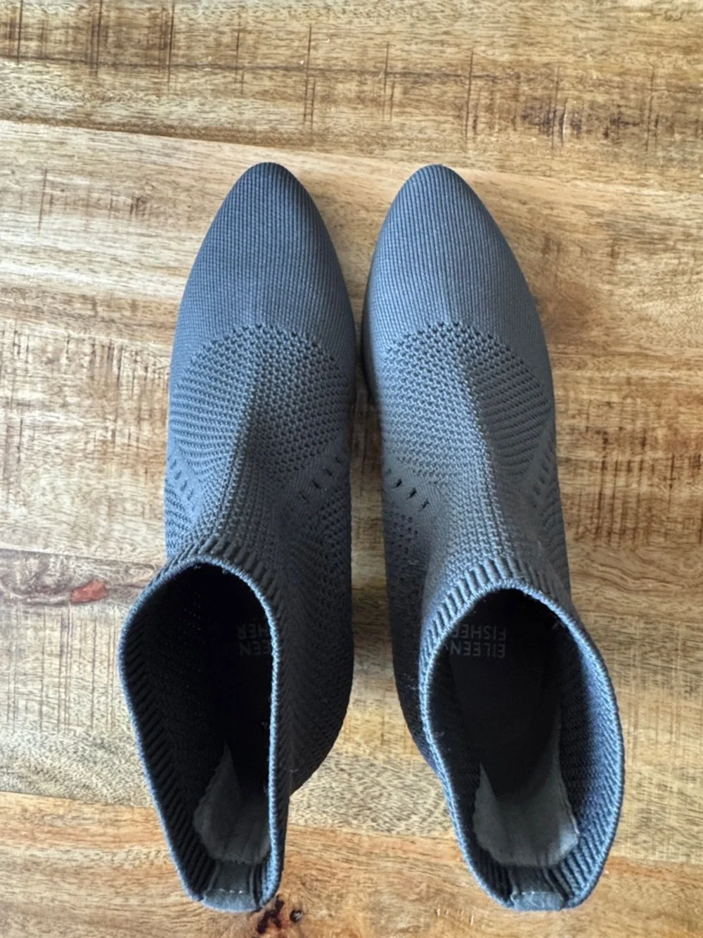 Eileen Fisher Purl Knit Pointed Toe Ankle Boot Booties in Charcoal Gray NEW 7.5
